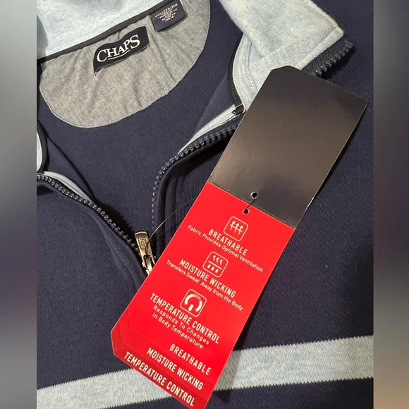 Chaps Men's Blue and Gray Zip-Up Sweater - Picture 14 of 15